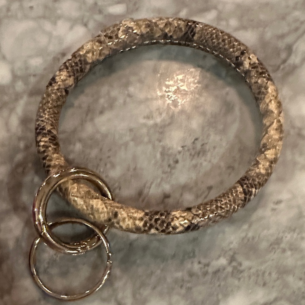 Snakeskin Patterned Bracelet with Gold Rings - Picture 3 of 3